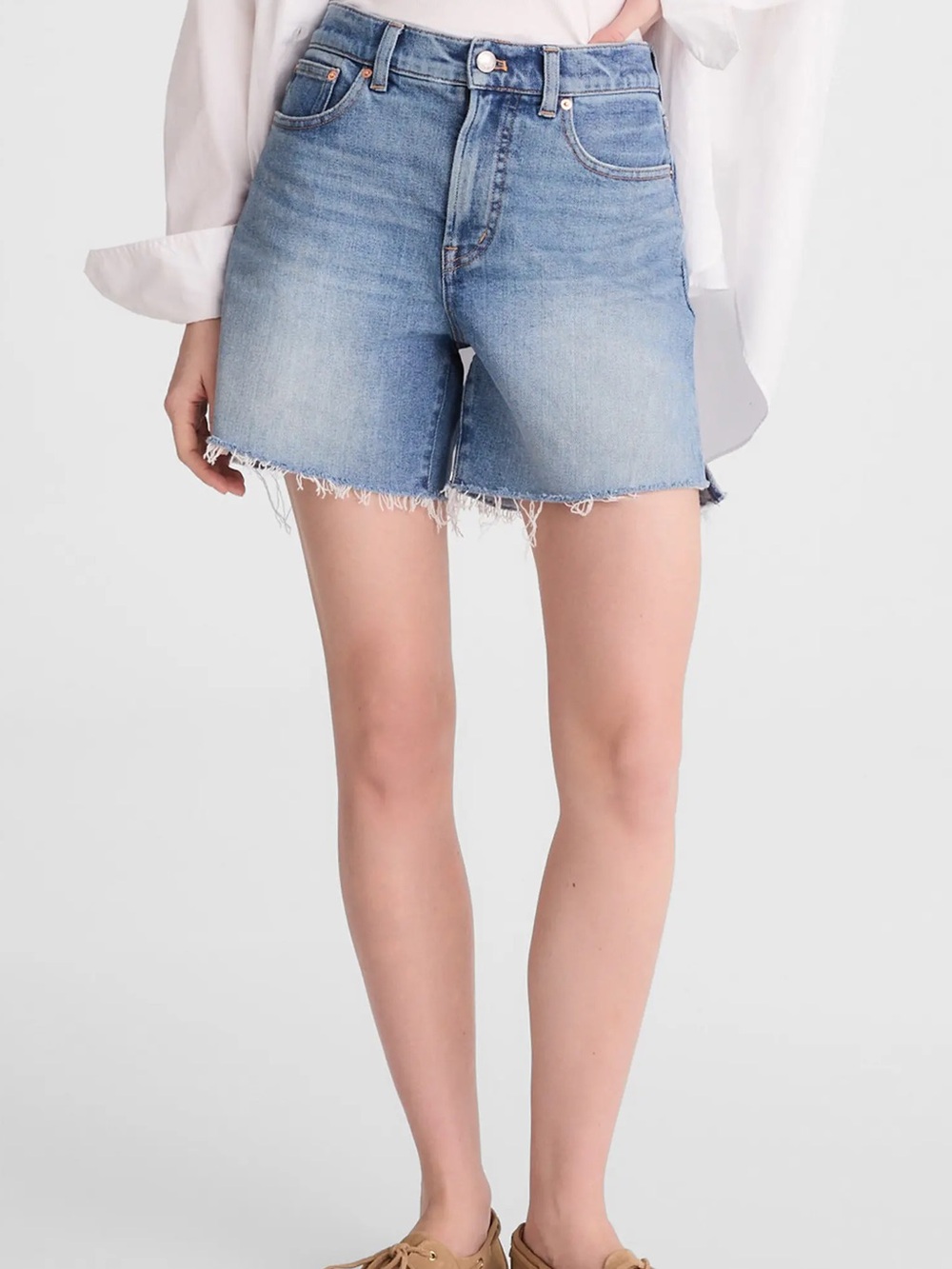 MADEWELL curvy perfect vintage mid length denim shorts